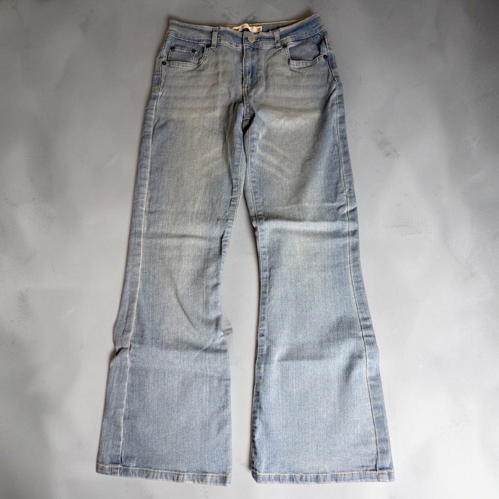 Levis 726 High Rise Flare Jeans Light Wash Denim Girls Size 12